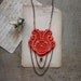 lace necklace - LAUREN- tangerine- long necklace -