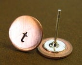 Personalized Initial Stud Earrings -  Hand Stamped Initial Earrings in Aluminum, copper or brass