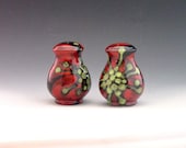 Floral Salt & Pepper Shakers - Red Poppy - Bold Colorful Ceramic Pottery Serving Kitchen Modern Southwest Decor Chef Hostess Gift  RP-375