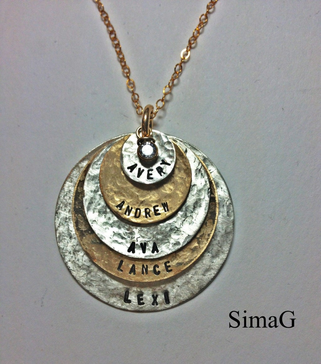 5 discs - as Seen At THE DENVER POST and Channel 9 News - Personalized Your Charm - Two Tone Necklace --Simag