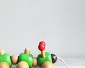 Vintage Caterpillar  Pull Toy / German Toy, Modern Folk, Wood, Waldorf, Montessori