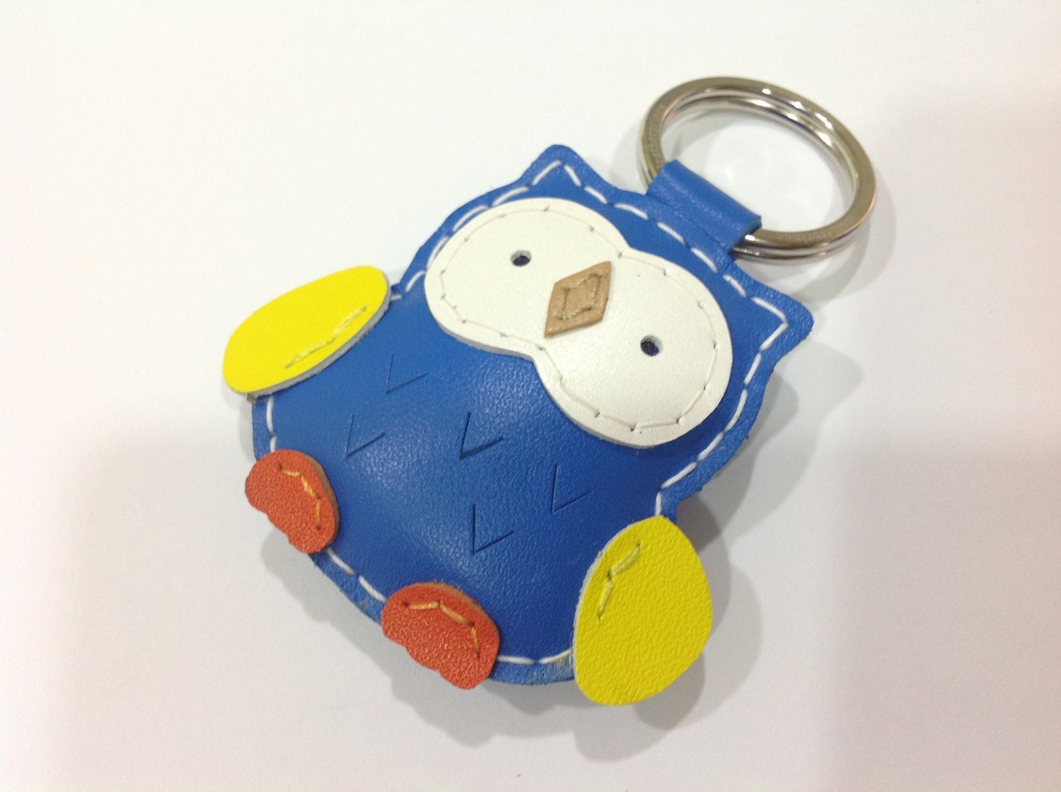Fanny the Owl leather keychain ( Blue )