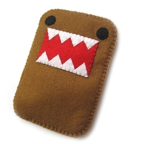 Red Mouth Monster in Brown Iphone 5 iphone 4 Galaxy S2 S3 Case Gadget Felt Case
