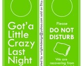 Green Wedding, Bachelor, Bachelorette, Guest Door Hanger - Custom Made to order. DO NOT DISTURB.