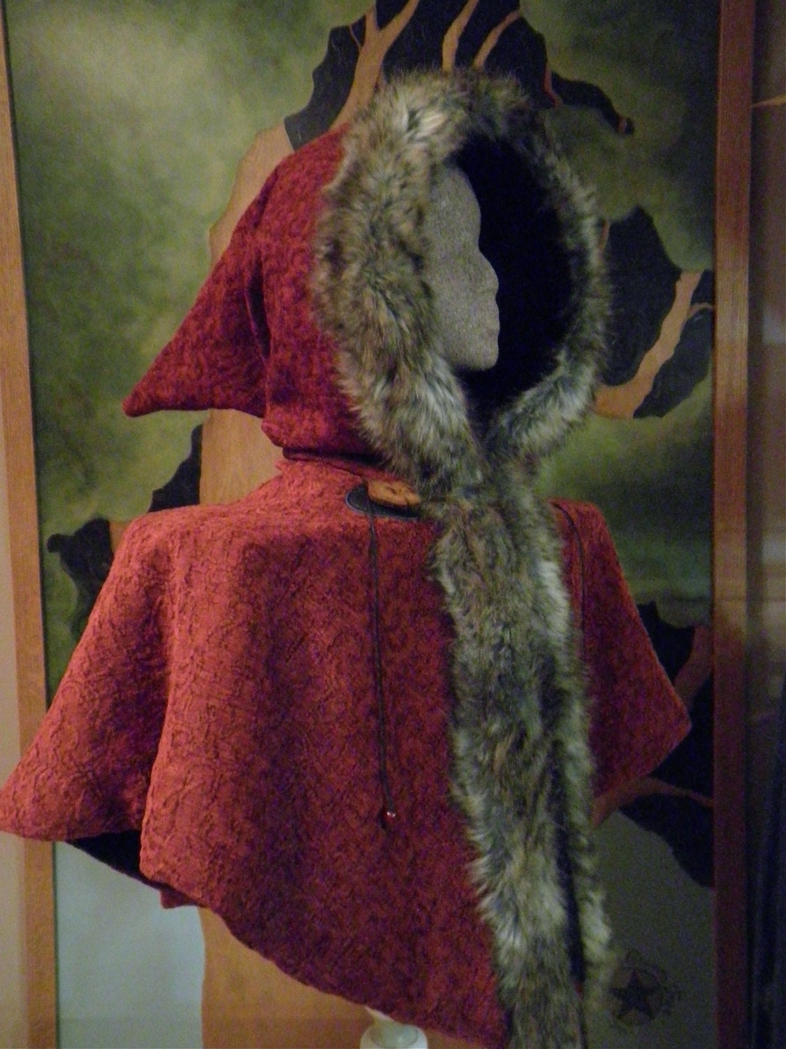 Little Red Riding Hood Fur Trim Cloaklet Warm Cozy Hood