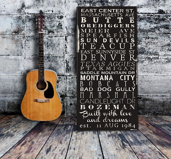 Gift Subway Bus Roll Vintage Style Art Canvas custom quotes places street names 20x40 inches