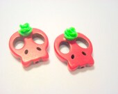 Red and Green Roses Day of The Dead Sugar Skull Beads-25mm