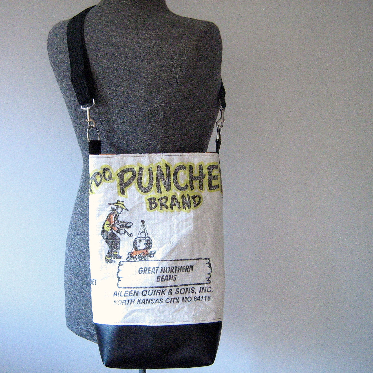 Repurposed Bean Sack Bucket Bag, Purse, Handbag