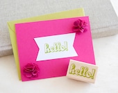 Retro Hello Rubber Stamp - Perfect for Cardmaking Scrapbooking Party Favors Stationery Kids Crafts DIY Projects and more