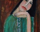 8x10 Matte Print - Girl, Sad, Dark, Browns, Olive Green - Lay Your Weary Head to Rest No 3