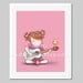 Children wall art, Guitar wall art, music art, baby girl nursery decor, kids art, nursery art work, red - Guitar Lesson 2 - 8x10 print