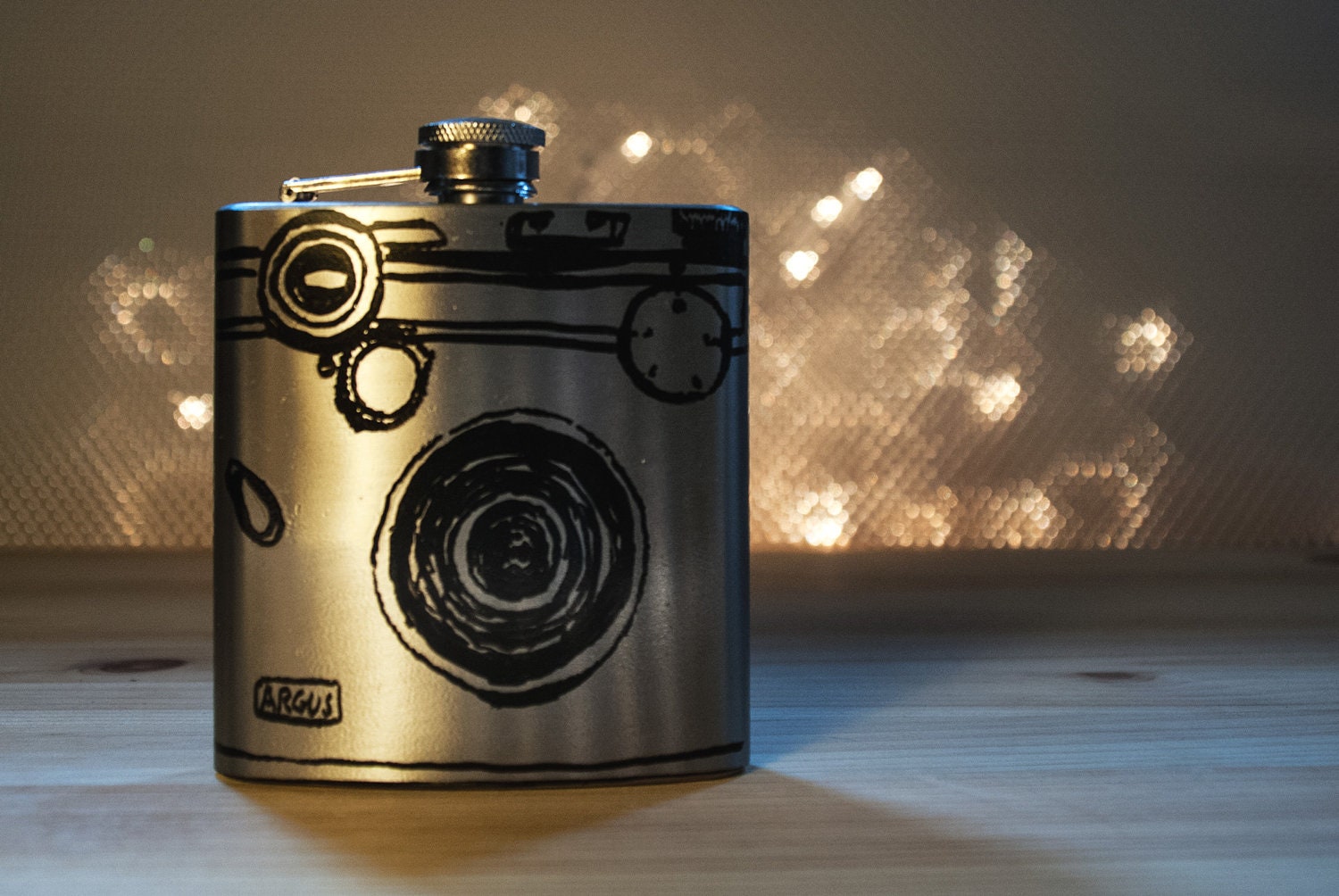Hand Drawn Argus Camera Flask