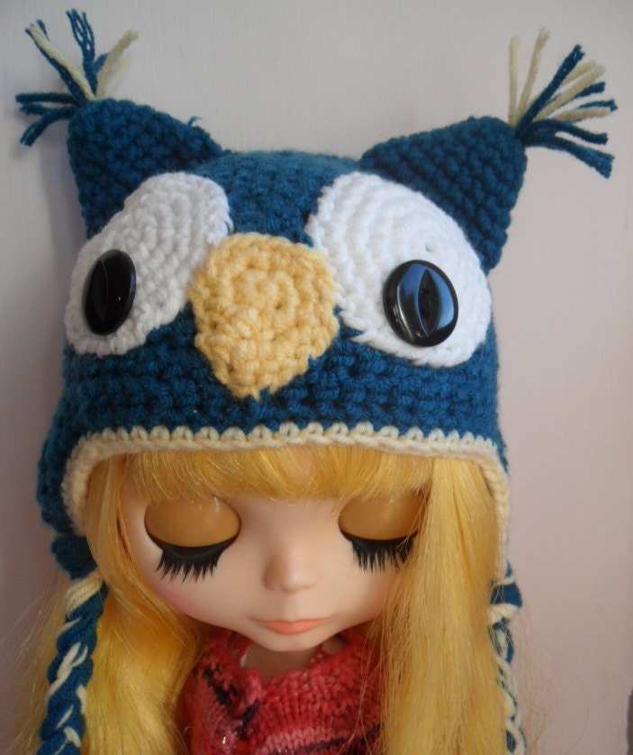 Blythe big eyed Owl crochet Hat Made to order custom colour cute