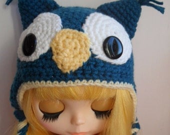 Blythe big eyed Owl crochet Hat Made to order custom colour cute