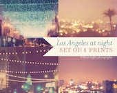 Los Angeles photography, LA at night photo, sparkle twinkle stars, gold bokeh lights, downtown, Hollywood, holiday 8x10 print set, under 100