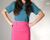 Eco skirt cotton high low hem neon pink arrow print chevron SWEET & LOW