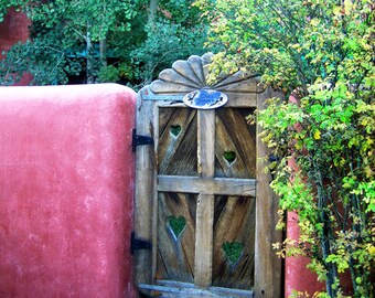 Garden Gate Photo -Home and Garden -8x8 Print -Pink Heart -Romantic Gift -Home Decor Art -Square Print -Colorado Fine Art Photography