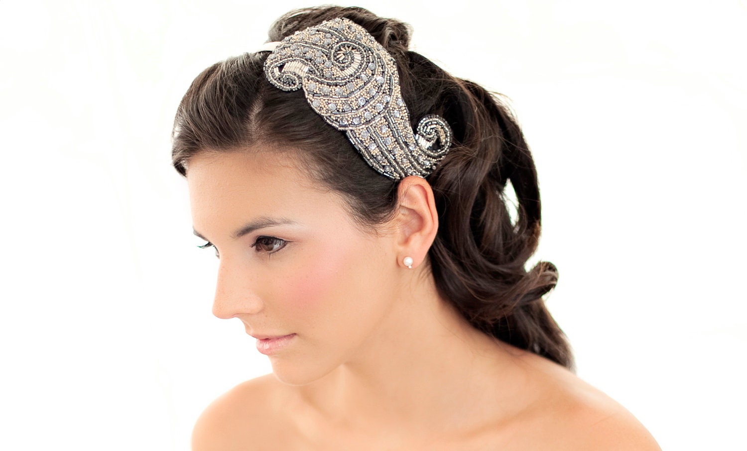LAUREN - As Seen on Style Me Pretty - Art Deco Bridal Beaded Headband