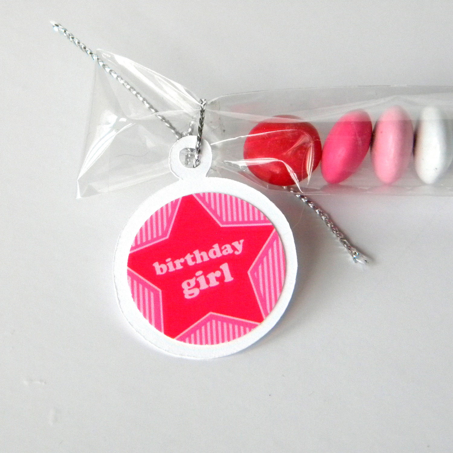 Birthday Girl Party Favors - Star, Pink, Candy Treat Bags, Set of 12