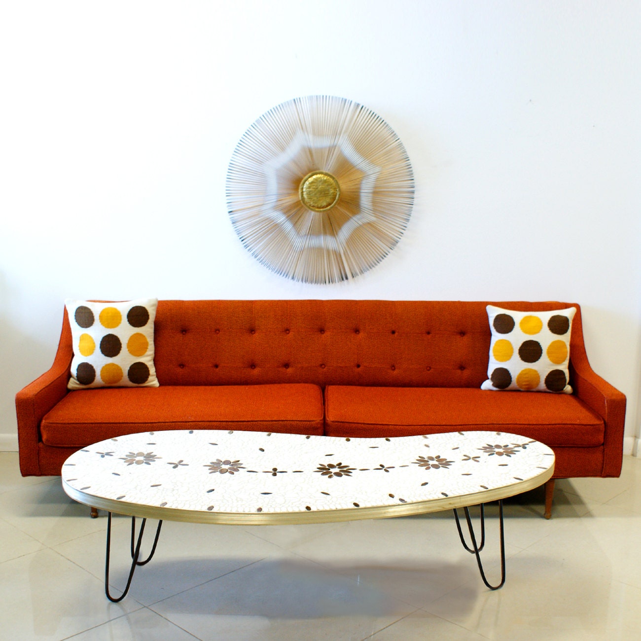 Boomerang Cocktail Table Mid Century Modern Tile Top