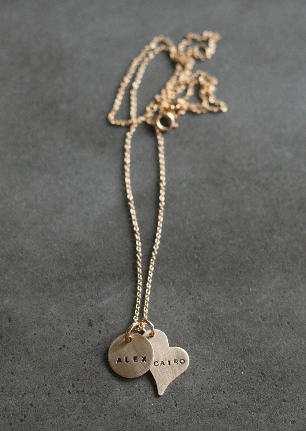 14k Gold Fill Mother's or Grandmother's Necklace - Heart and Disc
