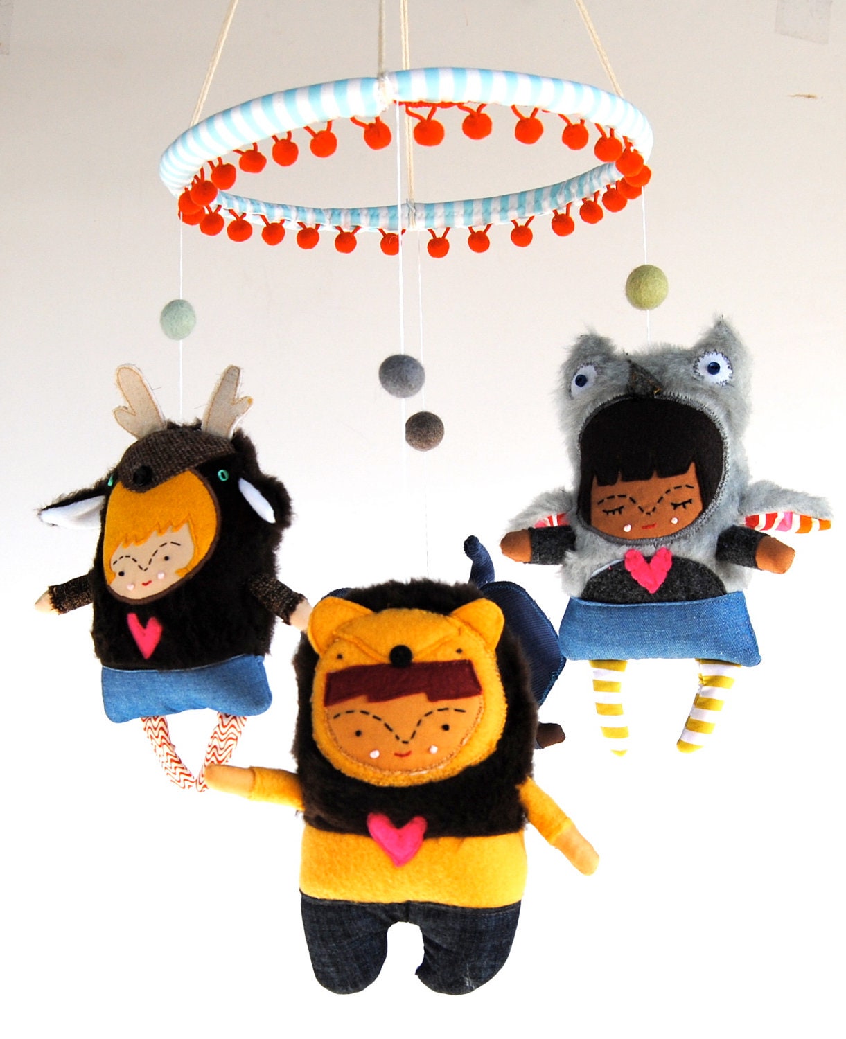 Animal Friendly Friends Mobile for your Modern Nursery Made to Order