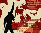 Print art canvas Bohemian Rhapsody - Queen - Freddie Mercury the song -  mixed media  poster Handmade Wall Decor giclee large print