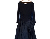 1950s Party Dress / Black 50s Dress / Vintage Cocktail Dress / Black Swan / Small S