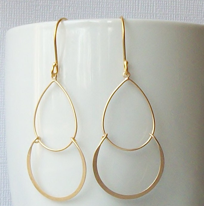 Gold Hoop Pendant Dangle Earrings