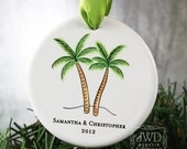 Christmas Ornament Personalized Our First Christmas Family Newlywed Gift Palm Trees