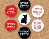 Big Bang Theory Inspired Button Magnet Gift Set of 7 - Soft Kitty
