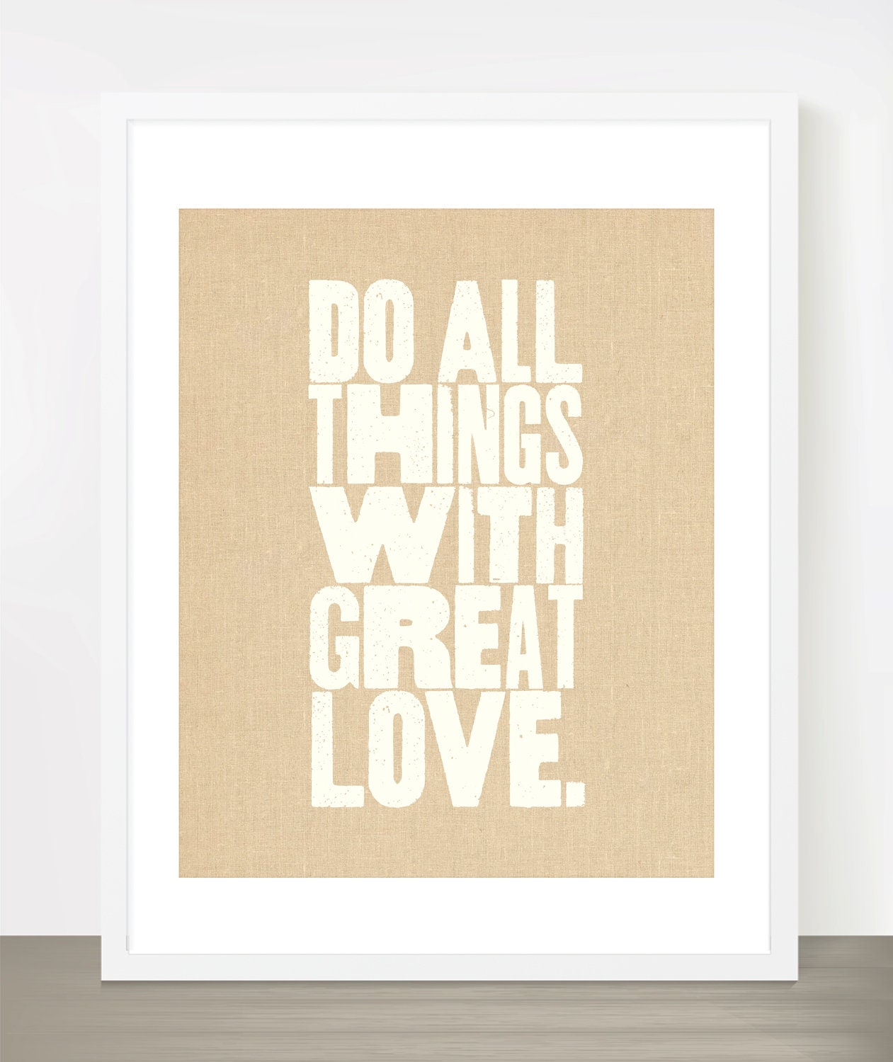 Great Love  - Vintage Style Print in Natural Brown and Off White - 8x10 inch on A4 type poster