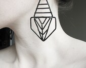 Geometric Earrings - Pharaoh Design - Black Finish - handmade jewelry - Art Deco and Prairie school revival