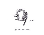 Puff Burger- Ink Drawing- Cat- Small Pet