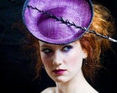 Purple Fascinator with Black Spiked Quill - Made to Order