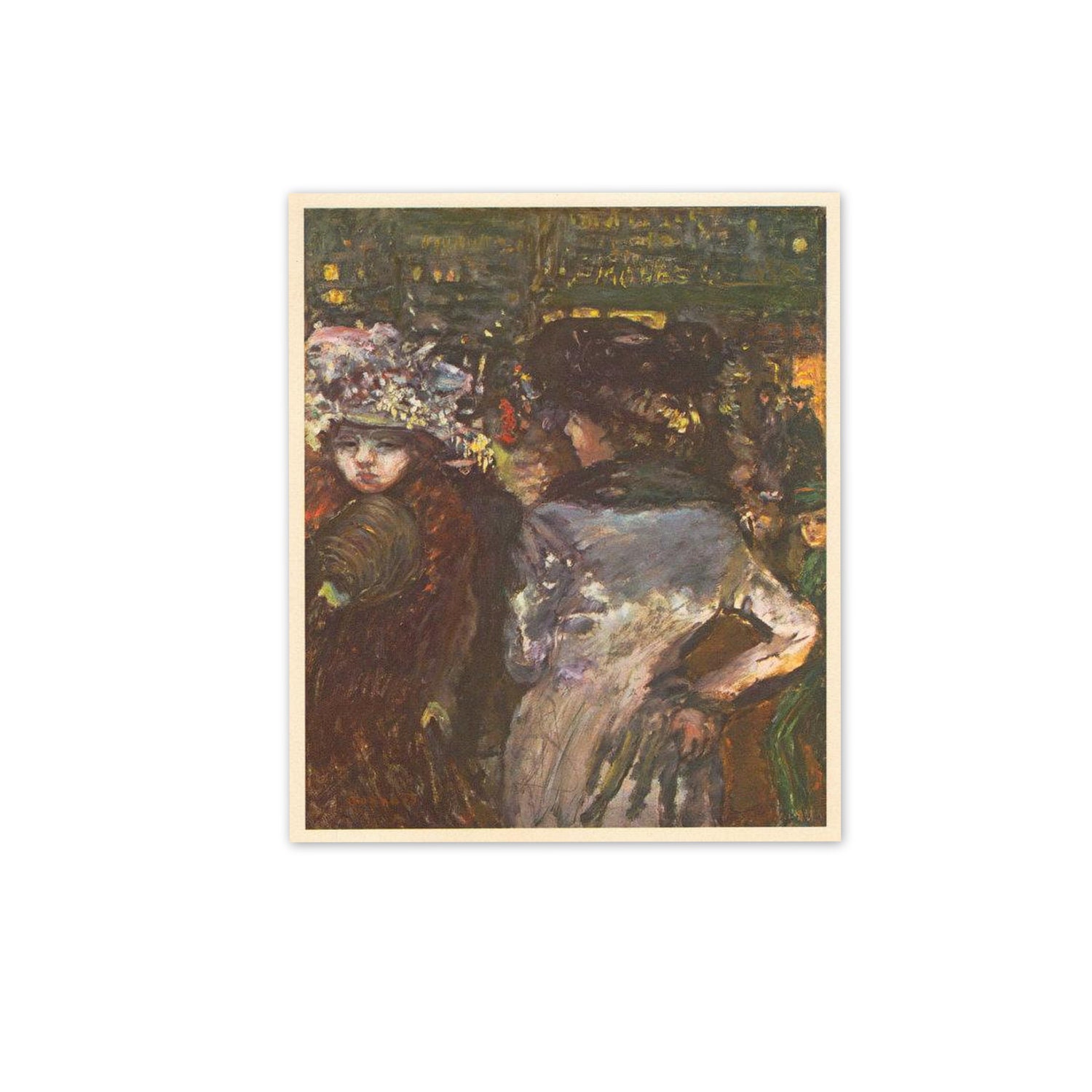Vintage 1940s Bonnard Art Print. 6" x 7". Ready to Frame. Two Women of Fashion, 1900. Shabby Chic, Paris, Contemporary, Abstract. (No. 227)