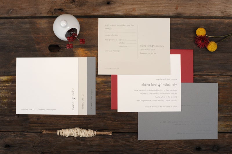 Simple Wedding Invitations - Layered Modern Gray Neutral