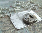 Steampunk Necklace Cosmic Camera Necklace Tiny Round Vintage Watch Movement Men's Steampunk Jewelry Unisex Gift