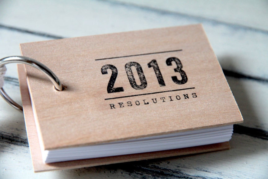 2013 New Years Resolutions notepad - wood mini notepad (3" x 2") - quotesandnotes