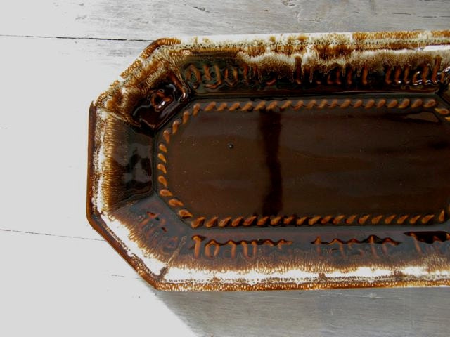 Pfaltzgraff Bread Tray, Vintage Brown Drip Serving Platter, Farmhouse Dining Rustic Buffet, A Joyous Heart Makes the Loaves Taste Better