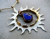 Golden Sun Talisman with Lapis Lazuli, Egyptian Night Sky, Vibrational Jewelry for Power, Strength, Energy, and Clarity, CUSTOM ORDER
