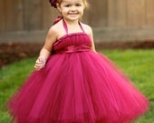 SALE - Burgundy Tutu Dress with Sash - Size 6