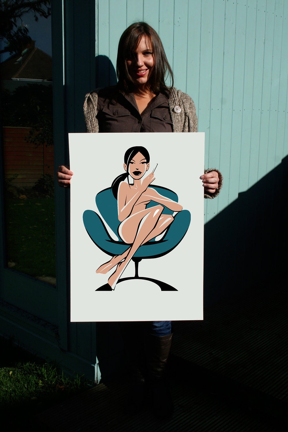 Lounging No.1 Swan Chair. A Hand Pulled Print