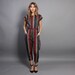 80s STRIPED Cotton JUMPSUIT / Low Back Cropped & Belted Romper, xs