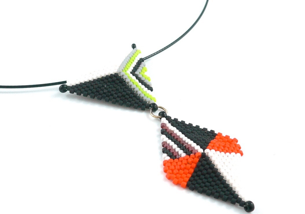 Diamondz (2) striped beaded pendant in colours of your choice