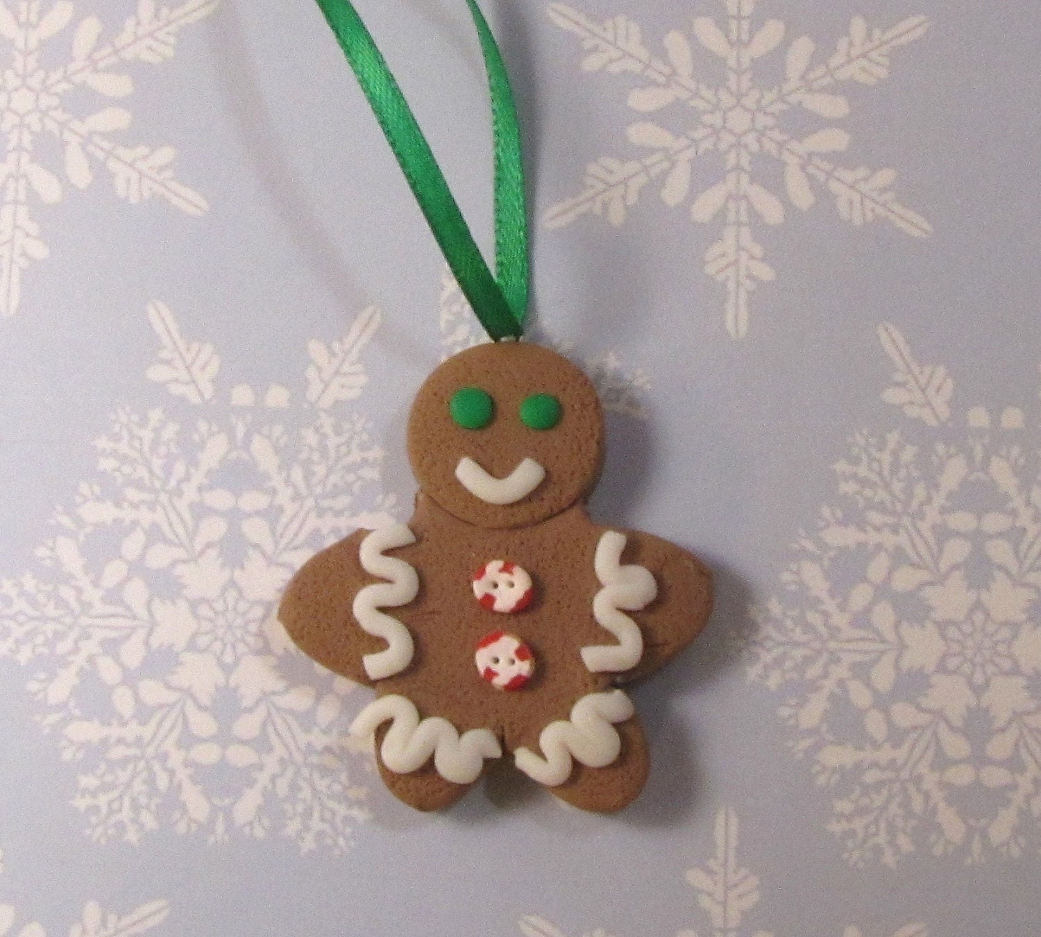 Gingerbread Man Cookie Christmas Ornament  - handmade polymer clay