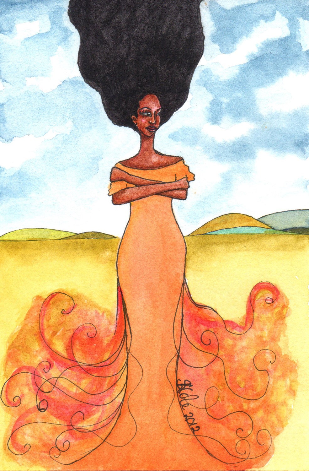 Original Watercolour Painting 6" x 4" 'Firey Determination'