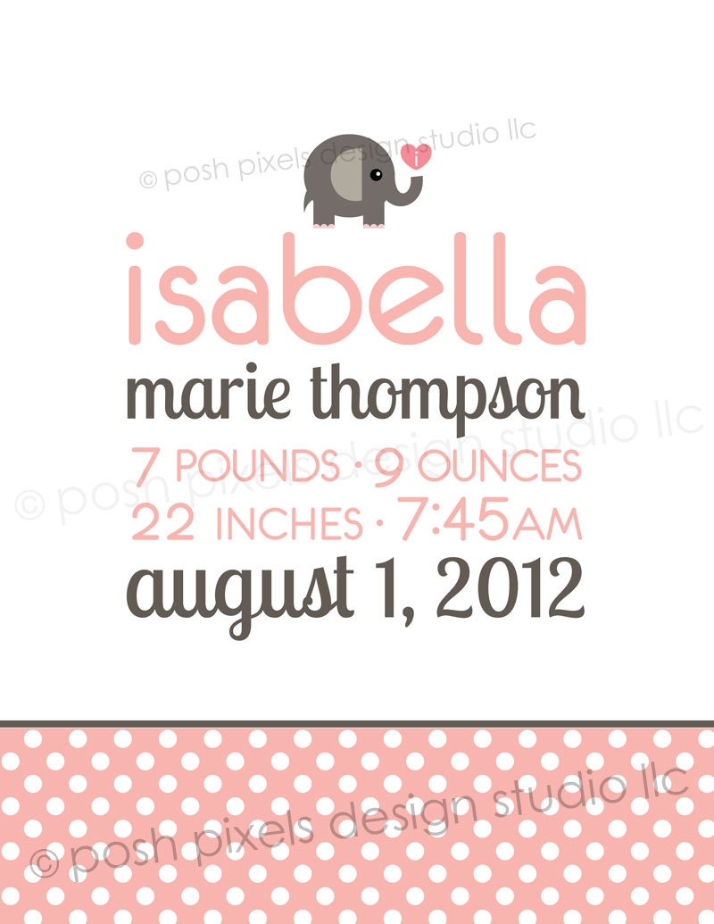 ELEPHANT BABY - Printable 8x10 Nursery Art Print - Baby Announcement - Baby Shower Gift - DIY Elephant Baby Collection - by Make Life Cute Il_570xn