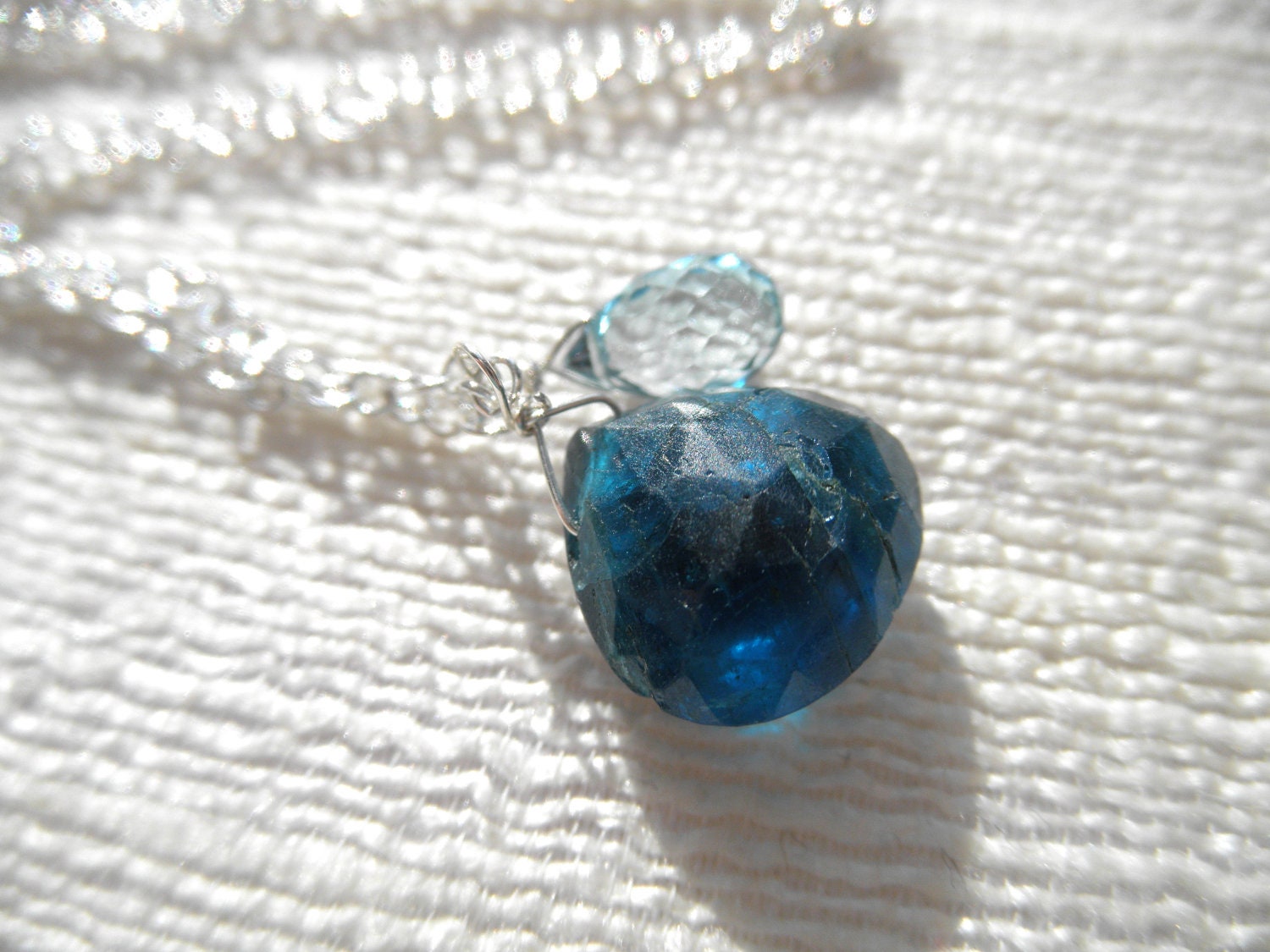 Blue necklace - Apatite and london blue topaz necklace - silver necklace - A M E L I A