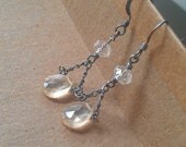 OXIDIZED divine pale swinging citrine and quartz earrings // unique november birthstone